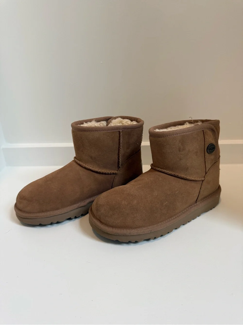 UGG Youth Jona Chestnut Suede Shearling Mini Boots 1118890K Size Youth 1